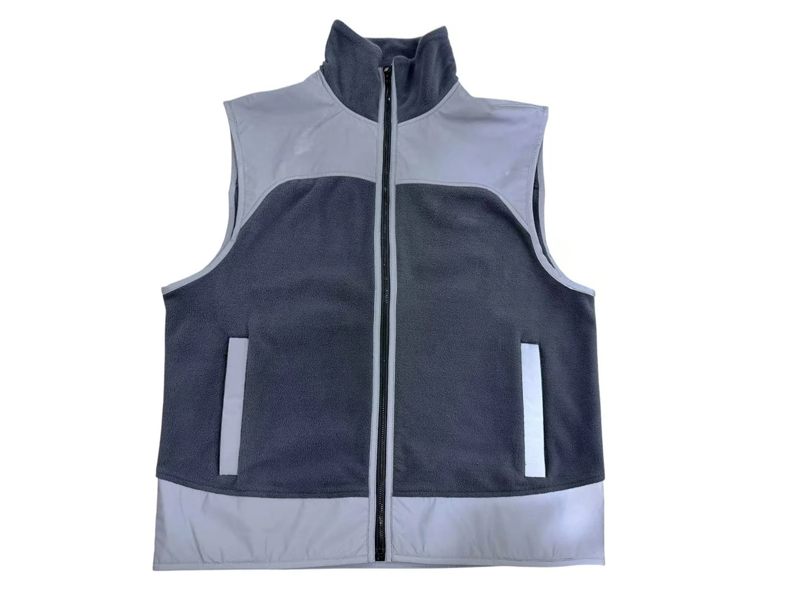 Color Block Reversible Stand Collar Fleece Vest Color Block Reversible Stand Collar Fleece Vest